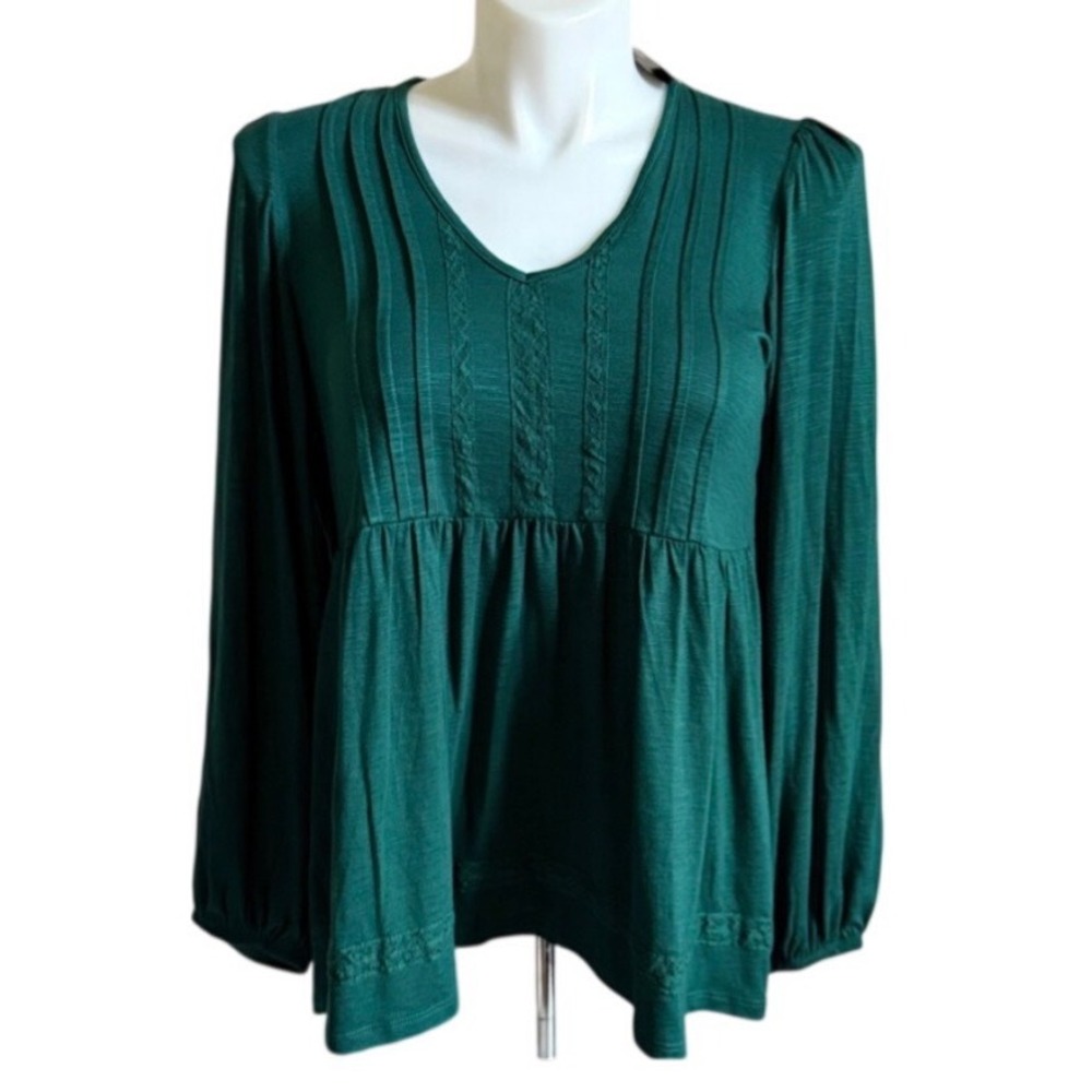 NEW NWT Torrid Botanical Garden Green Slub Lace Pintuck Babydoll Top 0 L 12